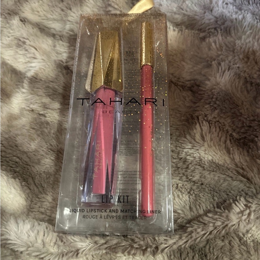 Tahari Pink Lip Kit with Gold Accents